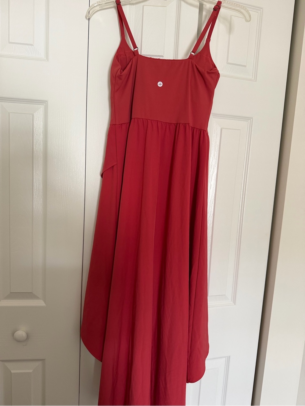 Halara Red Midi Dress XS Built-In Bra Sleeveless High Low Dress - Picture 4 of 8
